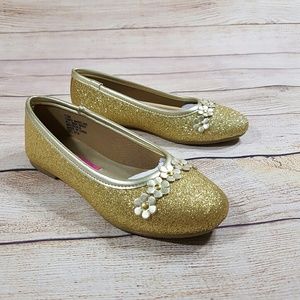 NEW Rachel Shoes Gold Glitter Flats Little Girls